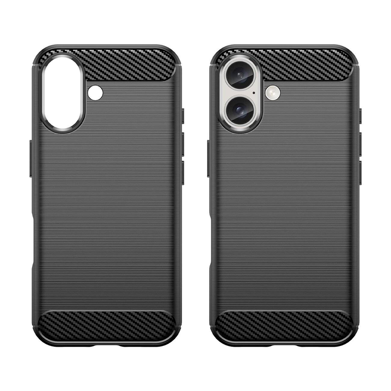 Carbon Case Silikonhülle iPhone 16 - Schwarz