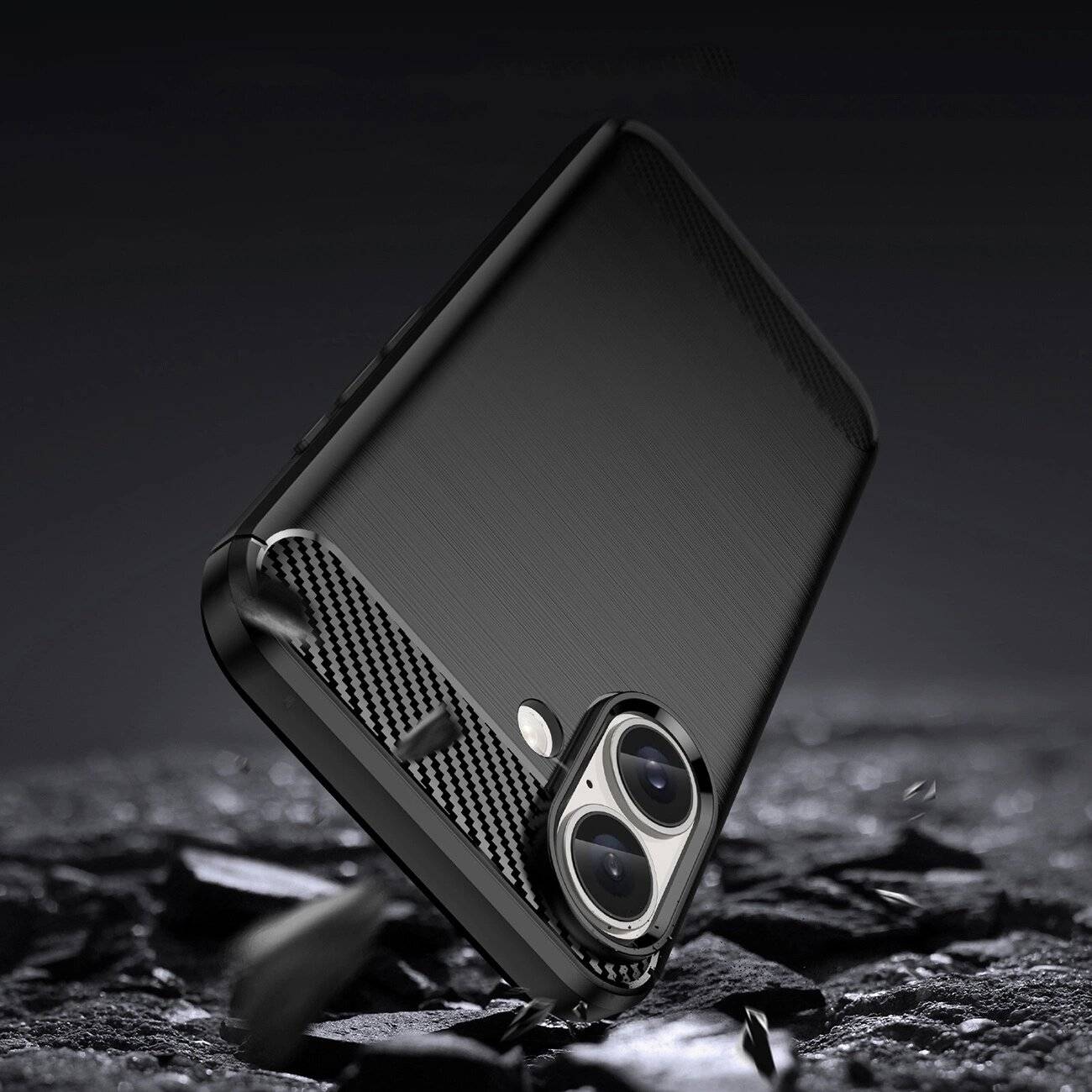 Carbon Case Silikonhülle iPhone 16 - Schwarz