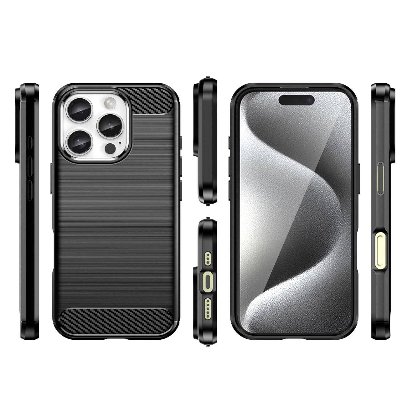 Carbon Case Silikonhülle iPhone 16 Pro - Schwarz