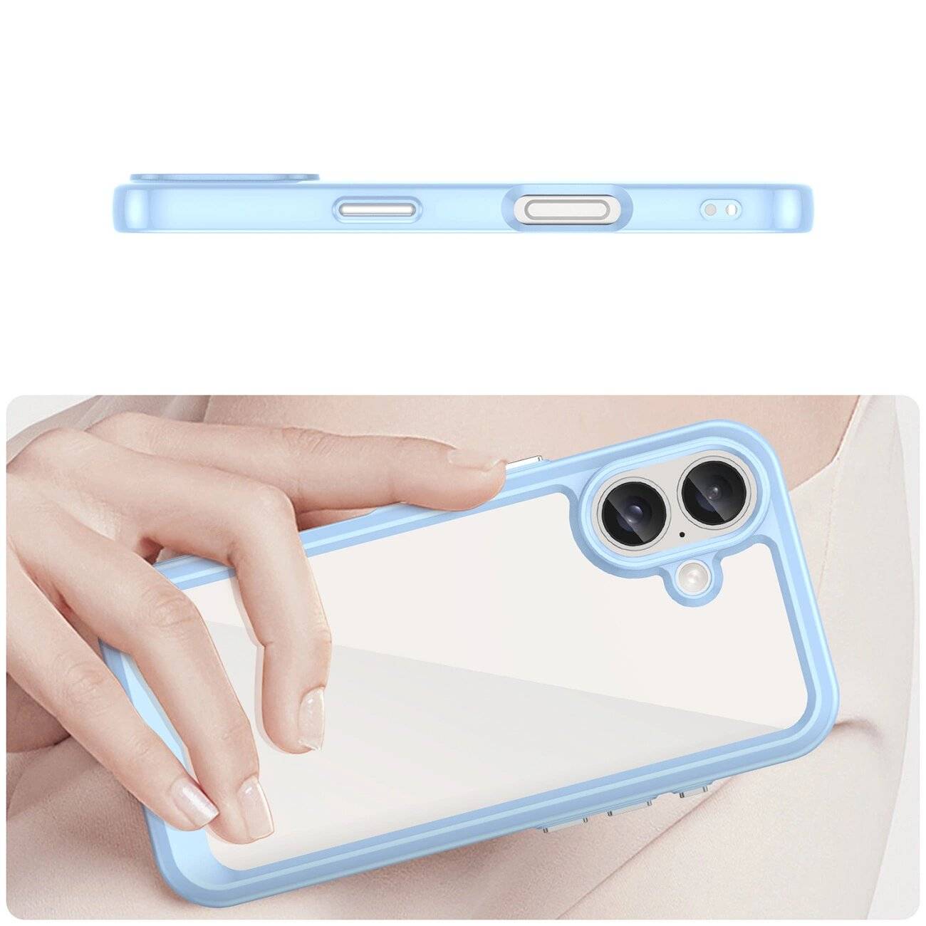 Outer Space Case Gelrahmen iPhone 16 – blau