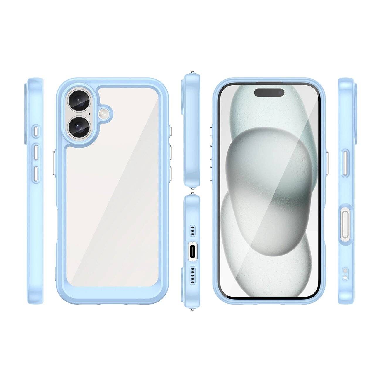 Outer Space Case Gelrahmen iPhone 16 – blau