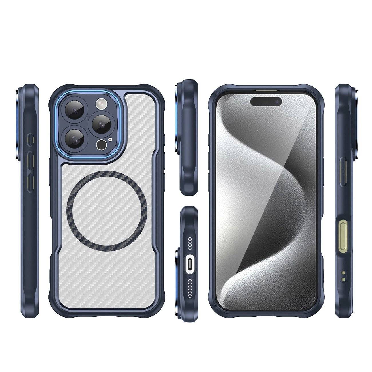 Leading Series MagSafe Silikonhülle iPhone 16 Pro Max – blau