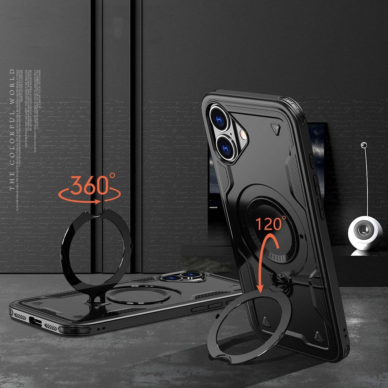 Hybrid Armor Trendige Hülle MagSafe iPhone 16 – Schwarz