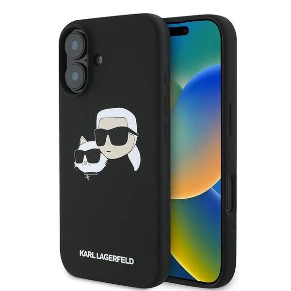 Karl Lagerfeld Silikon Case Nauble Heads Print MagSafe iPhone 16 Plus - Schwarz
