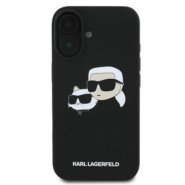 Karl Lagerfeld Silikon Case Nauble Heads Print MagSafe iPhone 16 Plus - Schwarz