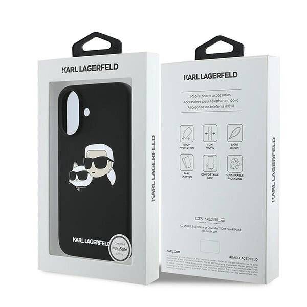 Karl Lagerfeld Silikon Case Nauble Heads Print MagSafe iPhone 16 Plus - Schwarz