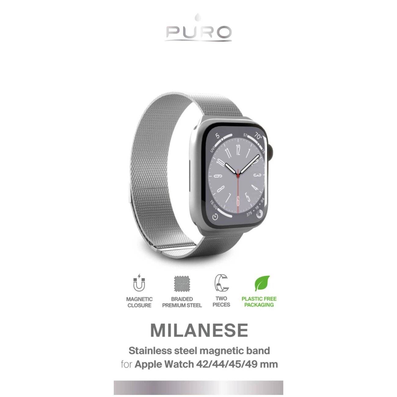 Puro Milanese Edelstahlarmband Apple Watch 42/44/45/49 mm – Silber