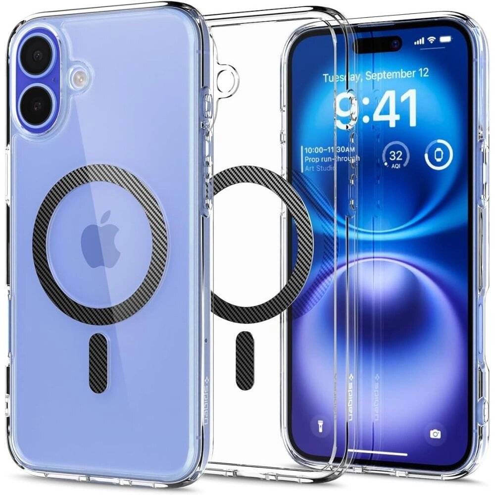 Spigen Ultra Hybrid MagSafe Carbon Fiber iPhone 16 – Dunkelgrau