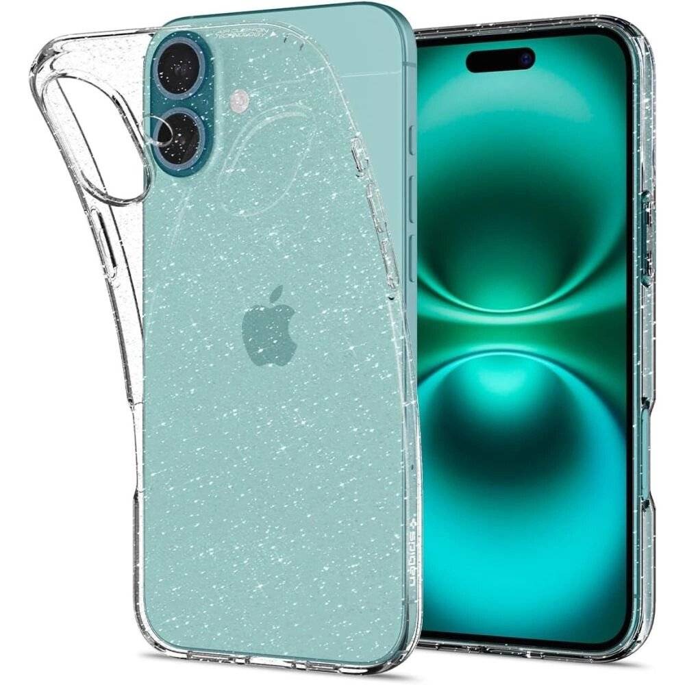 Spigen Liquid Crystal Hülle iPhone 16 – transparent glitzernd