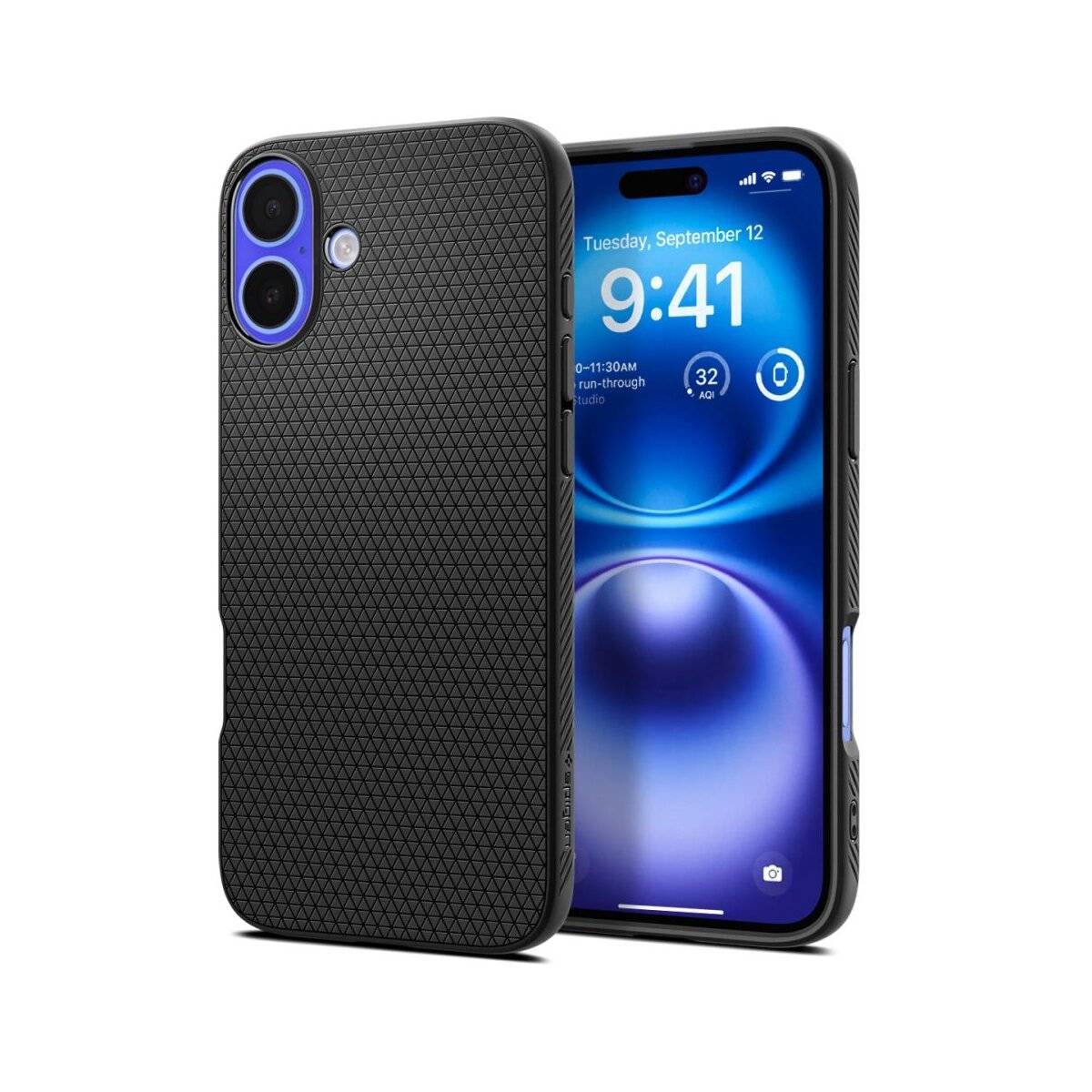 Ein Smartphone mit Schutzhülle, das ein digitales Uhrendisplay mit der Anzeige „9:41