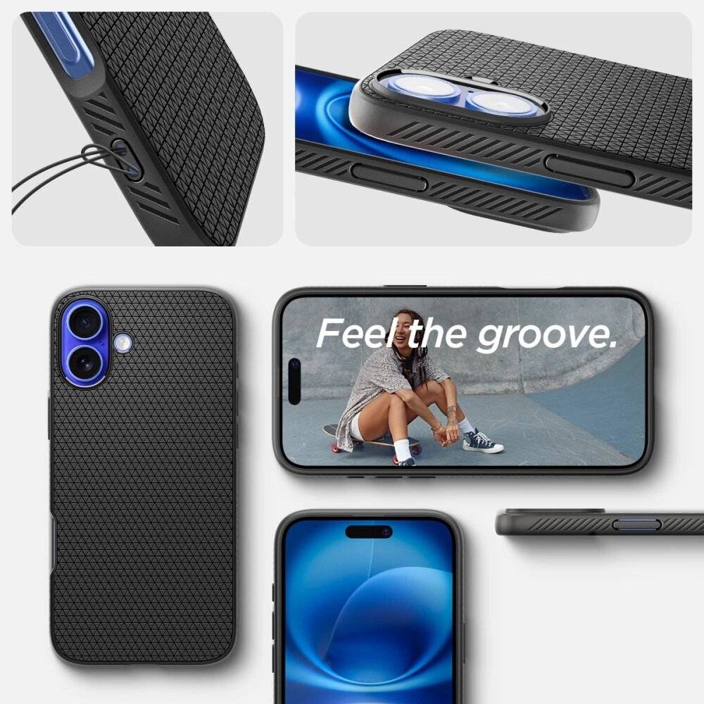 Spigen Liquid Air Hülle iPhone 16 – Schwarz