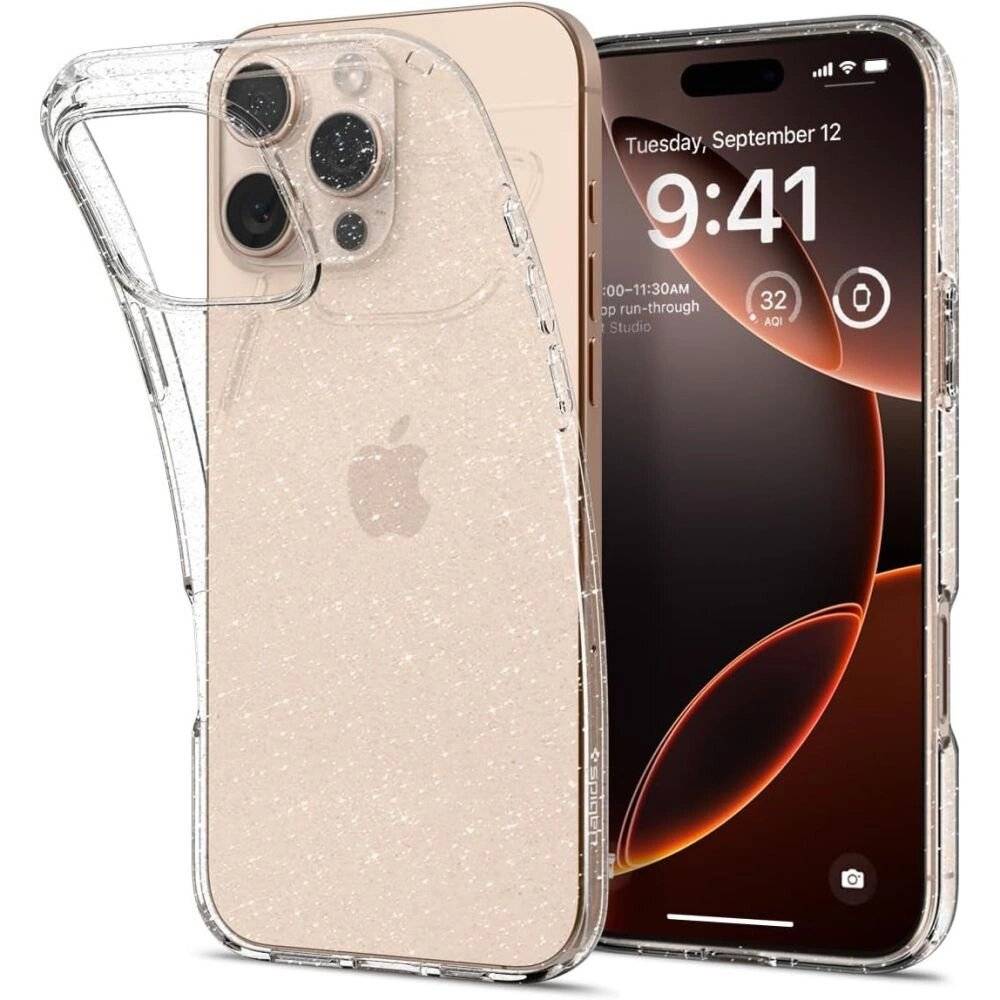Spigen Liquid Crystal Hülle iPhone 16 Pro – transparent glitzernd
