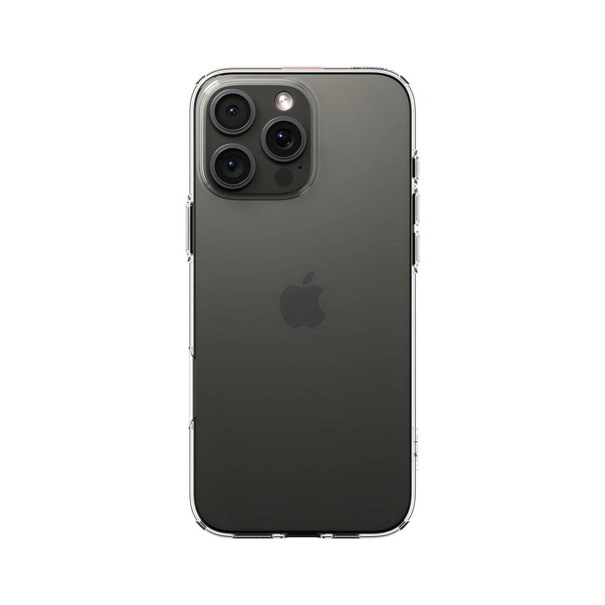 Ein Smartphone mit einer dreifachen Kameraanordnung auf der Rückseite, mit schlankem Design und einer reflektierenden Oberfläche sowie einem Apple-Logo in der Mitte.