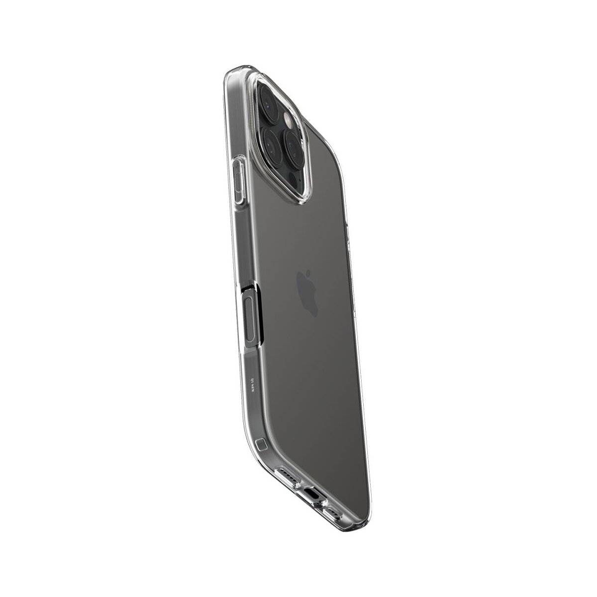 Durchsichtiges Handyhülse auf einem Smartphone, die Kamera-Ausschnitte und Seitentasten zeigt.