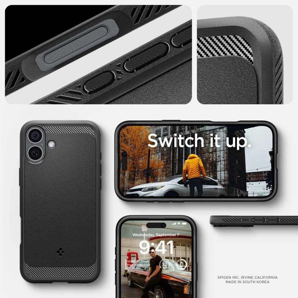 Spigen Rugged Armor MagSafe Hülle iPhone 16 Plus – Schwarz