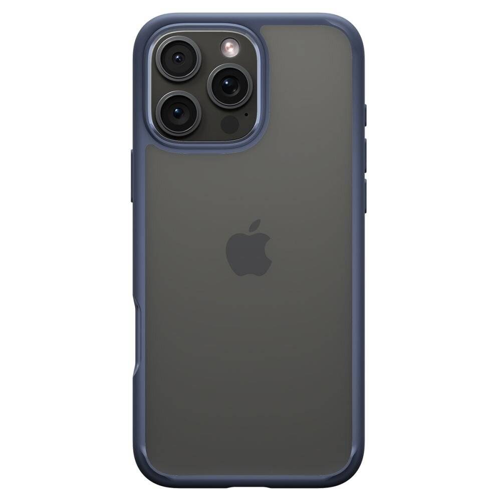 Ein Smartphone mit einem durchscheinenden dunklen Gehäuse, das das Apple-Logo auf der Rückseite zeigt und drei sichtbare Kameraobjektive oben links aufweist.