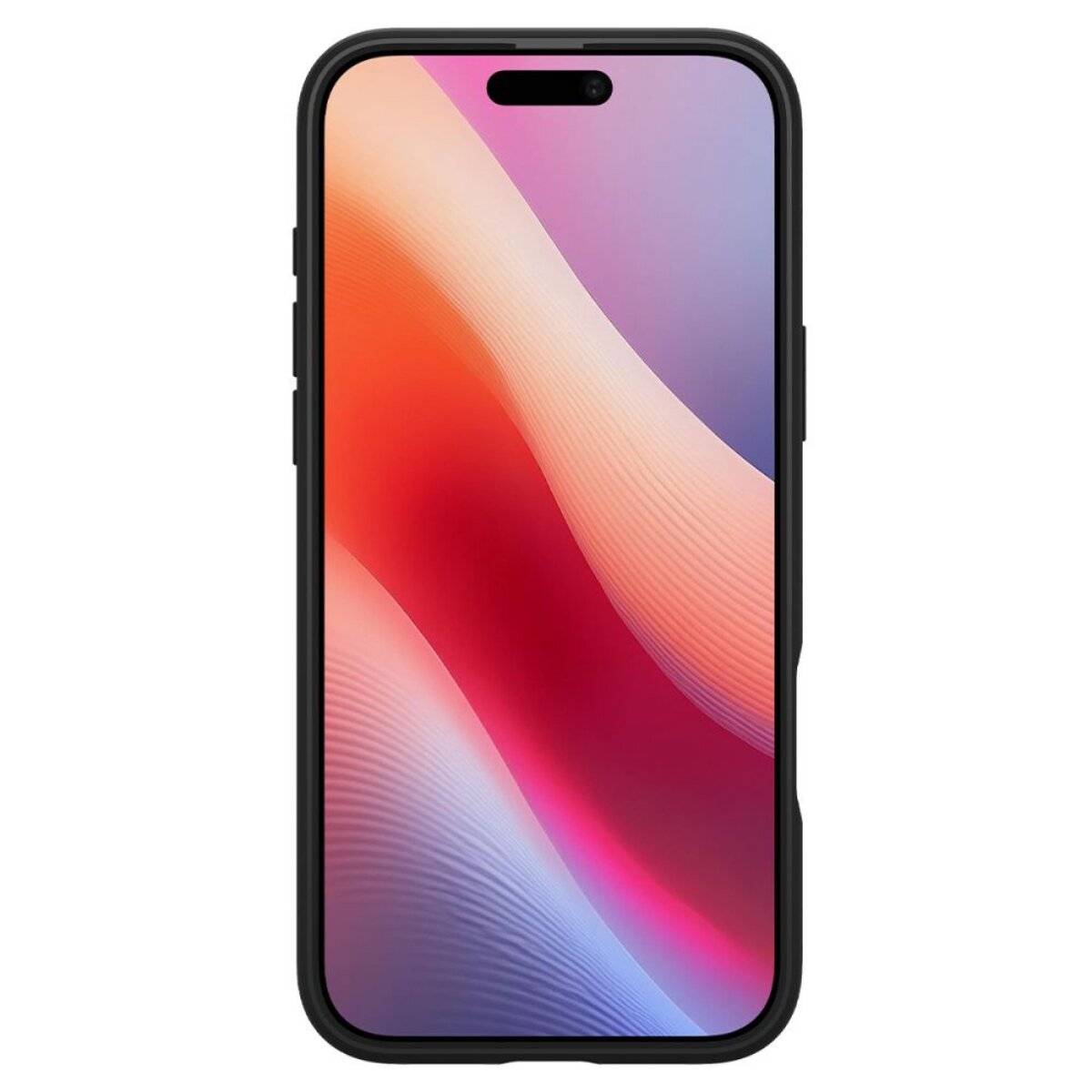 Ein elegantes Smartphone mit einer lebendigen Farbverlauf-Tapete, die von Rosa zu Lila übergeht, angezeigt in einem Rahmen mit abgerundeten Ecken.