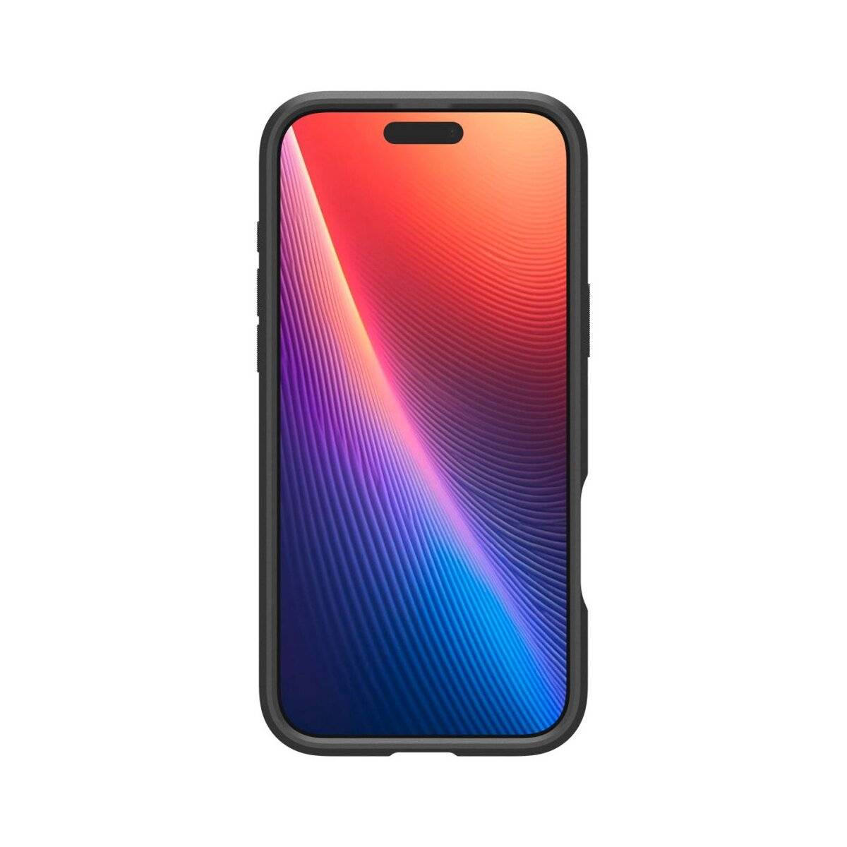 Ein modernes Smartphone mit farbigem Verlaufsdisplay wird angezeigt, das ein schwarzes Gehäuse und minimale Ränder aufweist.