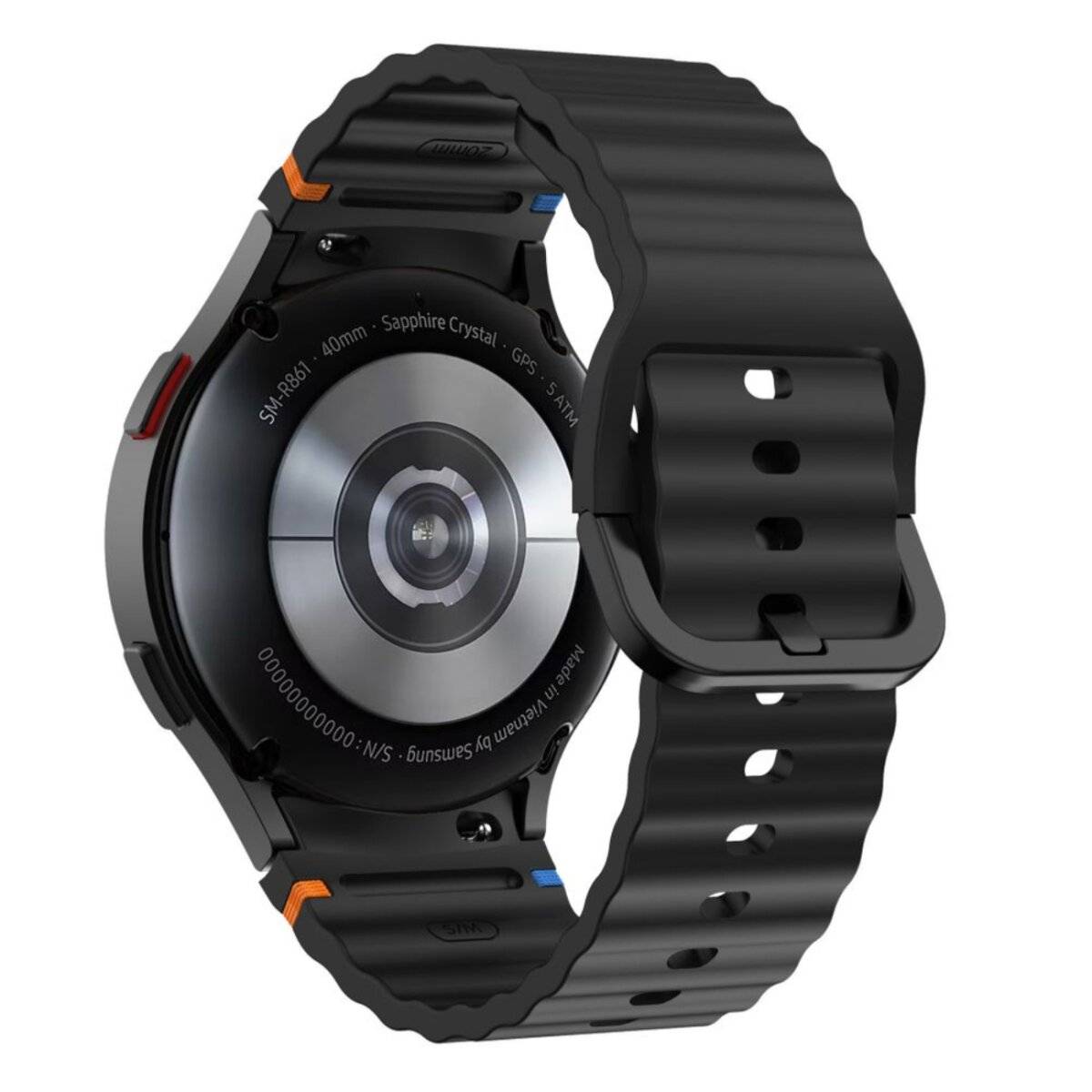 Tech-Protect Silikon-Sportarmband Samsung Galaxy Watch 4/5/5 Pro/6/7/FE – Schwarz