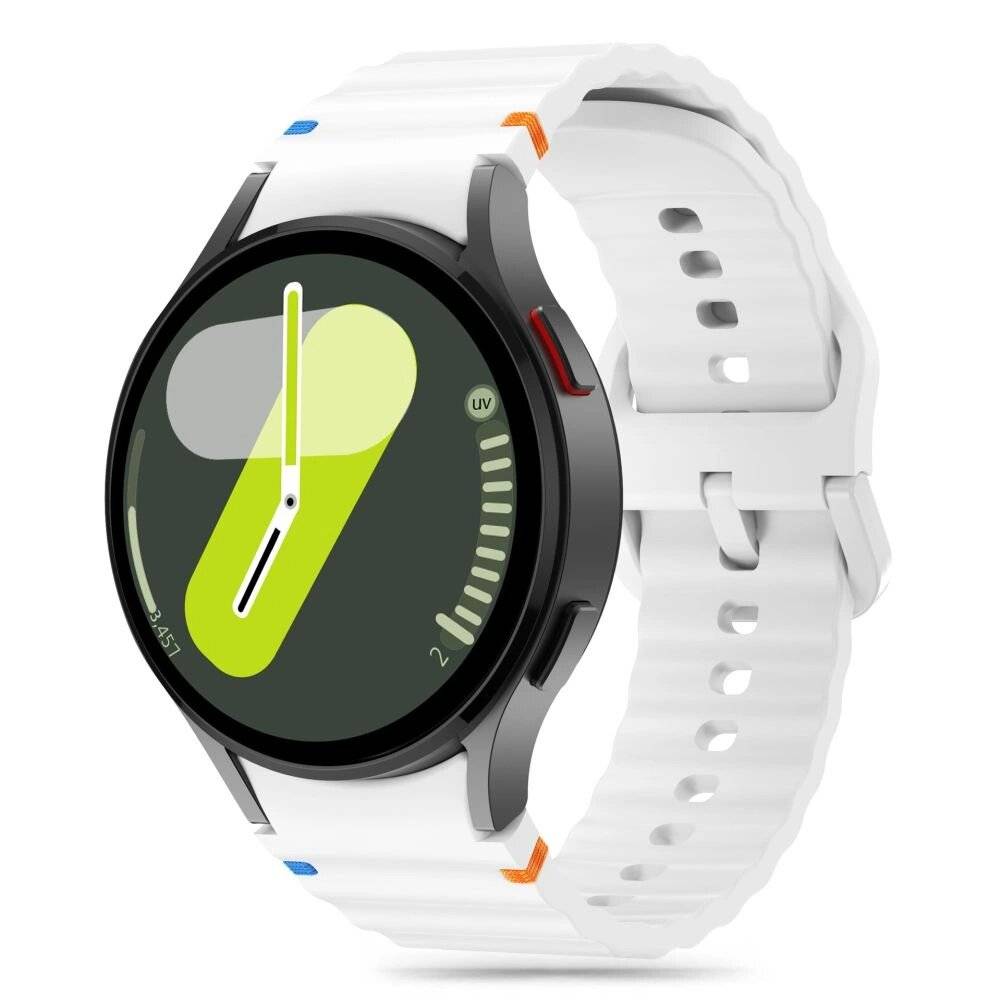 Tech-Protect Silikon-Sportarmband Samsung Galaxy Watch 4/5/5 Pro/6/7/FE – Weiß