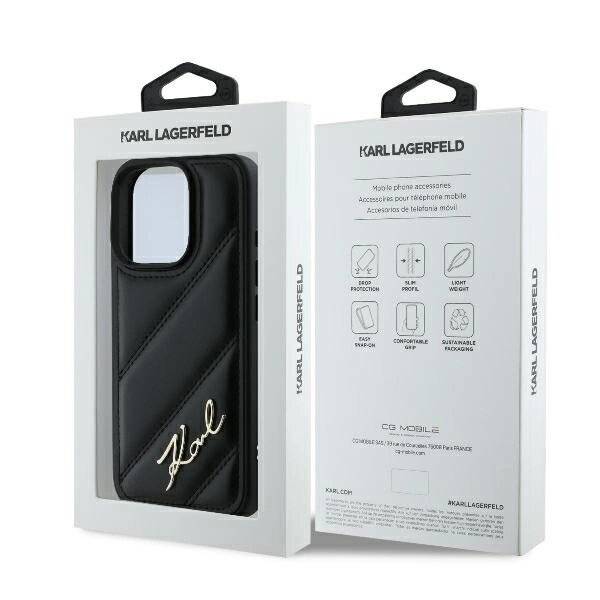 Karl Lagerfeld Quilted Signature Hülle iPhone 16 Pro – Schwarz
