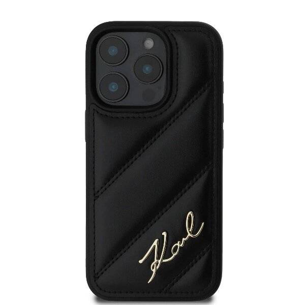 Karl Lagerfeld Quilted Signature Hülle iPhone 16 Pro Max – Schwarz