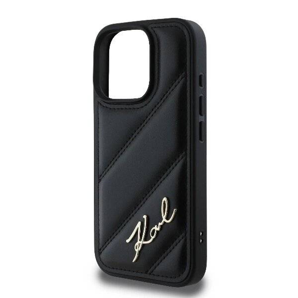 Karl Lagerfeld Quilted Signature Hülle iPhone 16 Pro Max – Schwarz