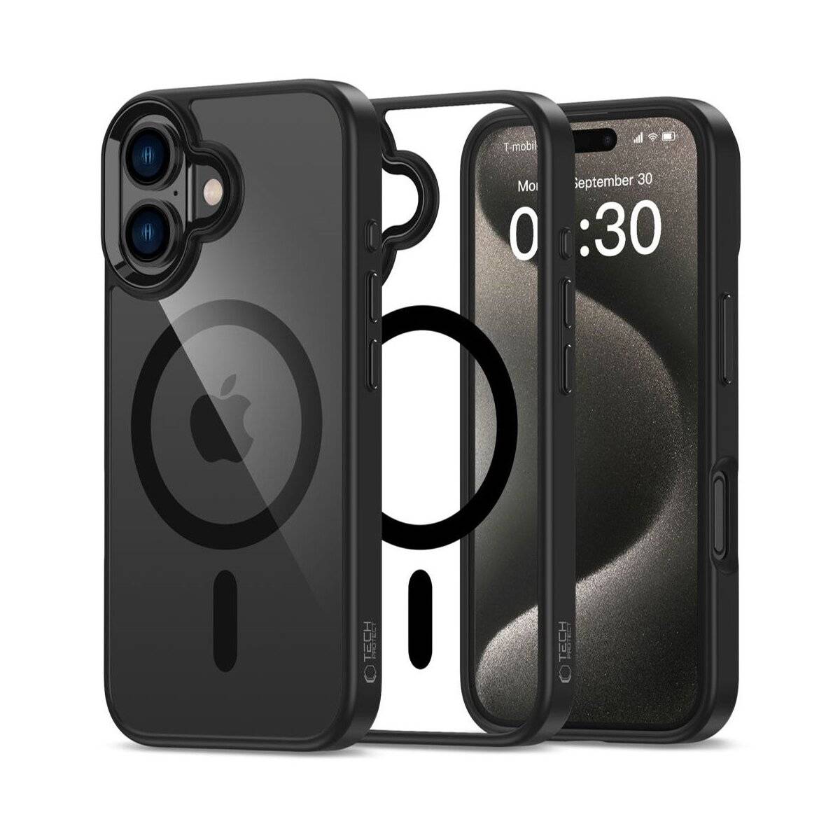 Schutzhüllen mit zwei Schichten für ein iPhone mit Design auf Vorder- und Rückseite, mit kreisförmigem Muster und Apple-Logo auf der Rückabdeckung.