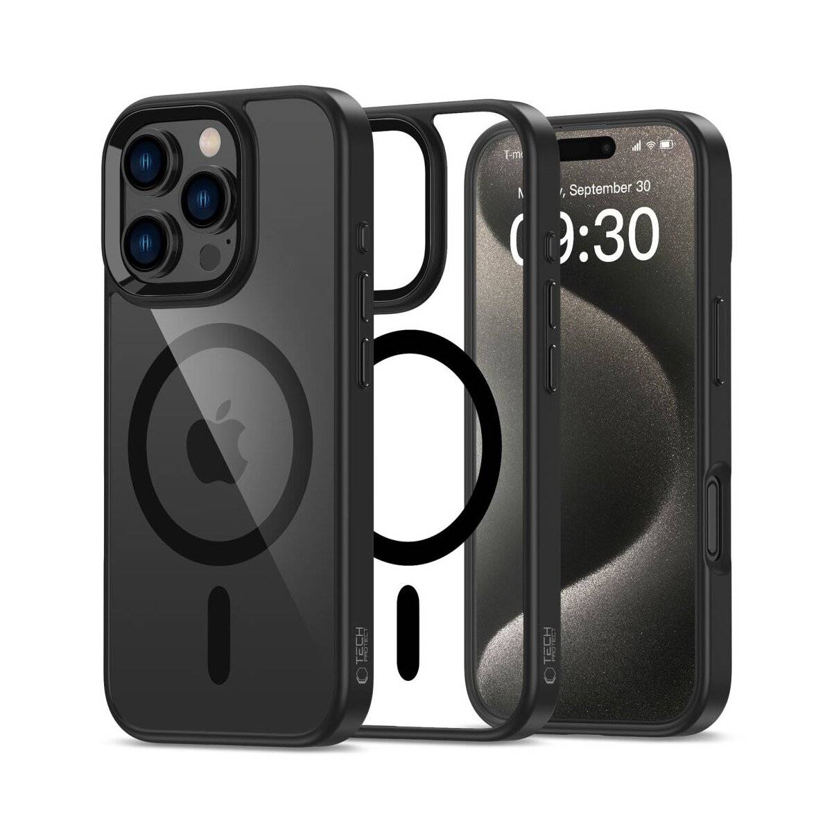 HOCO'-Handyhülleset für iPhone 13 Pro Max; enthält schwarze und transparente Designs. Verfügt über MagSafe-Ring und Kameraausschnitt.