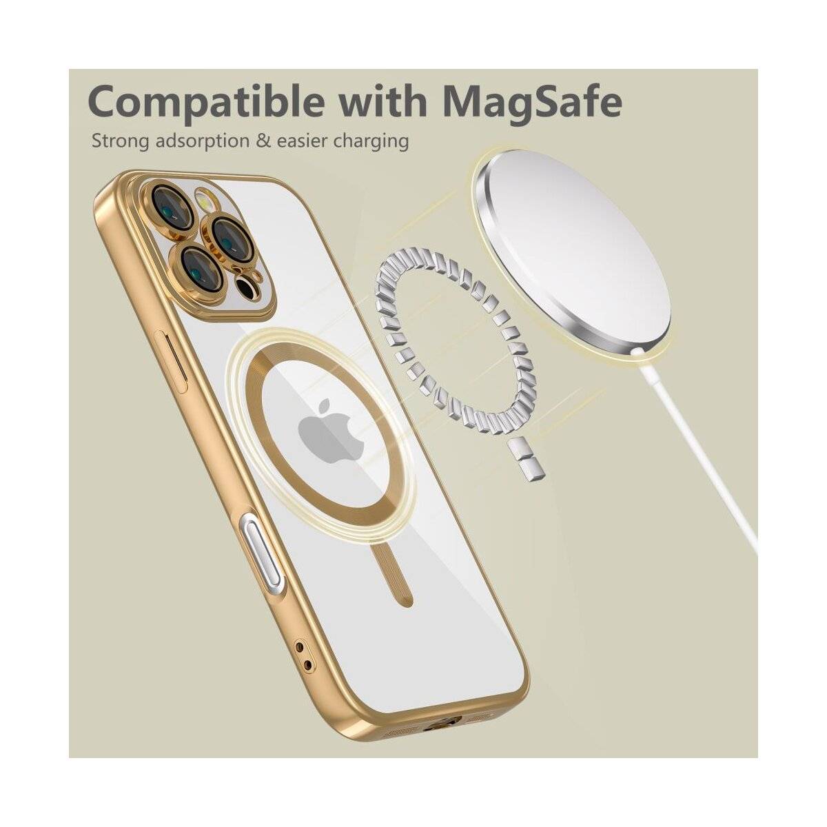 Handyhülle kompatibel mit MagSafe, mit starker Anziehungskraft. Inklusive magnetischem Ring und kabelloses Ladegerät.