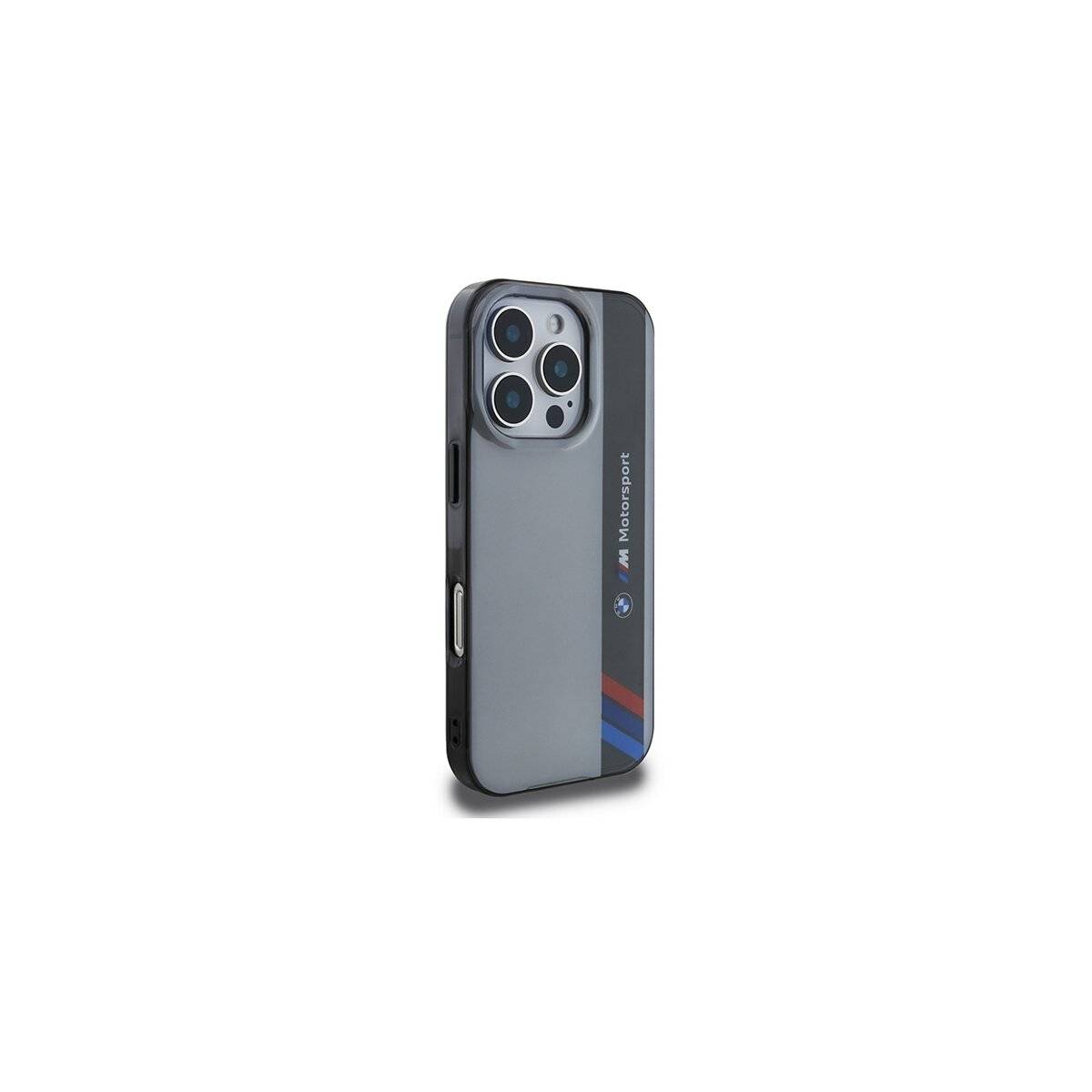BMW Motosport IML Vertical Stripe Hülle iPhone 16 Pro – grau