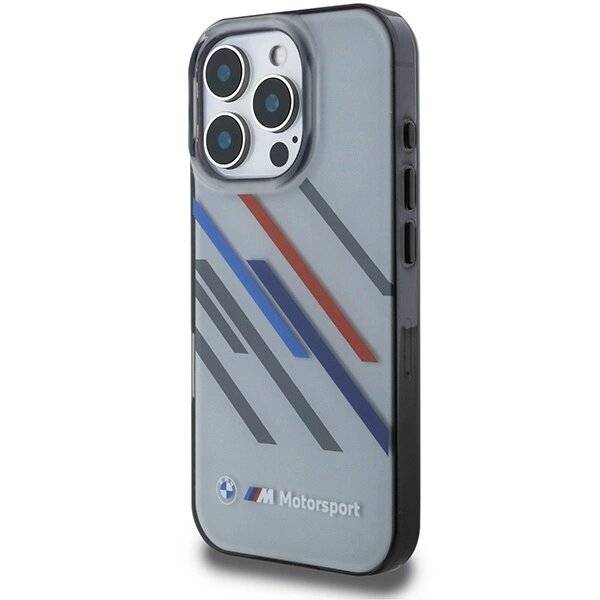 BMW Motosport IML Random Stripes Hülle iPhone 16 Pro – grau