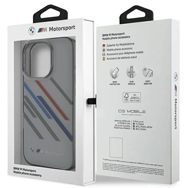 BMW Motosport IML Random Stripes Hülle iPhone 16 Pro – grau