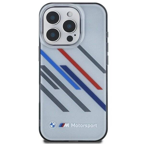 BMW Motosport IML Random Stripes Hülle iPhone 16 Pro – grau