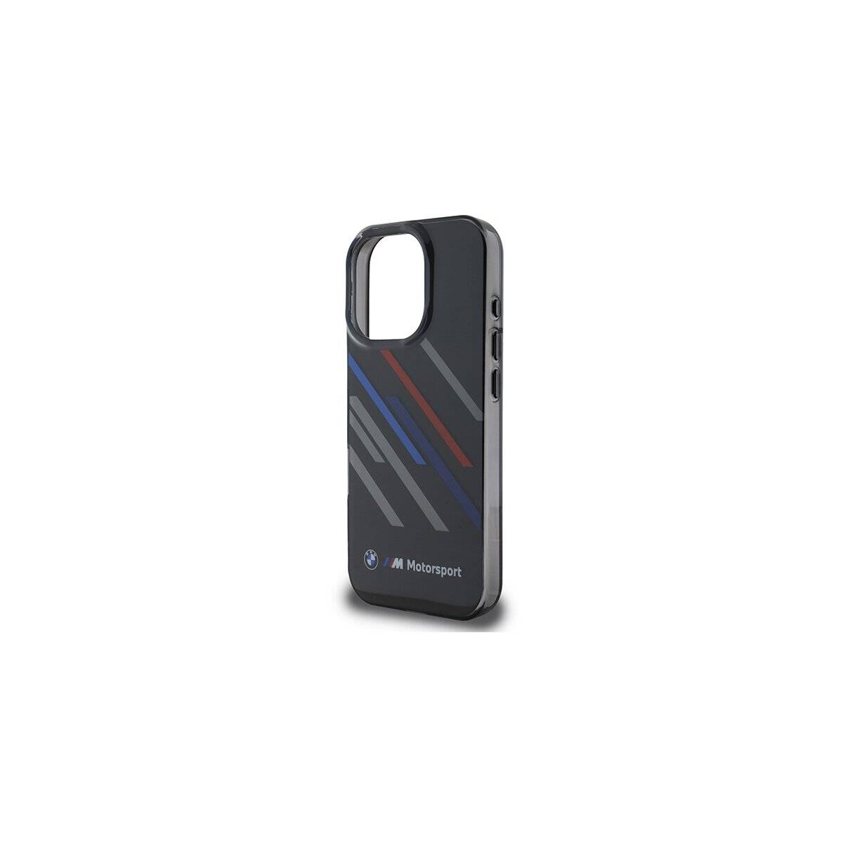 BMW Motorsport IML Random Stripes Handyhülle kompatibel mit iPhone 16 Pro – Schwarz