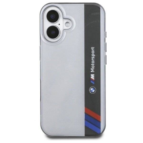 BMW Motosport IML Vertical Stripe Hülle iPhone 16 Plus – grau