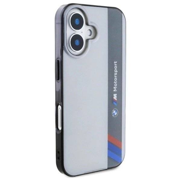 BMW Motosport IML Vertical Stripe Hülle iPhone 16 Plus – grau
