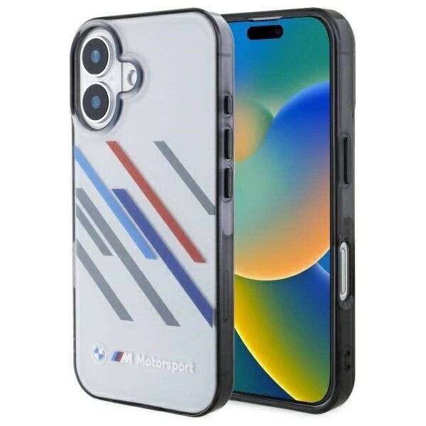 BMW Motosport IML Random Stripes Hülle iPhone 16 Plus – grau