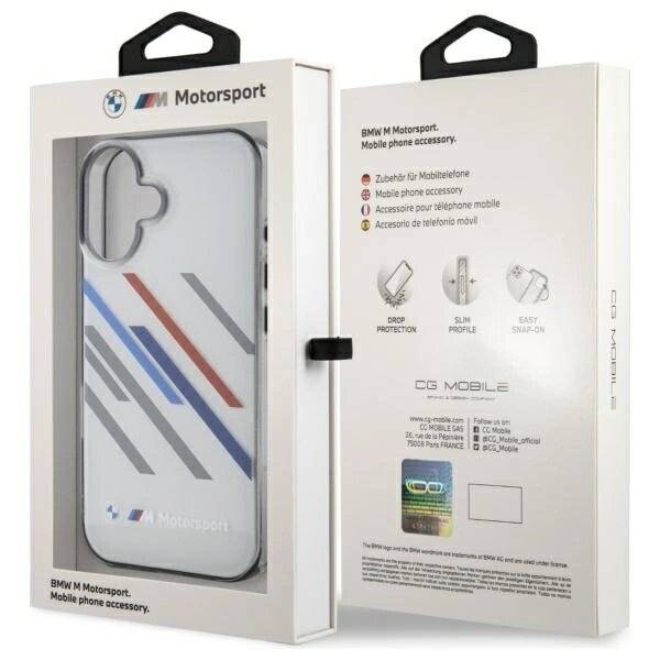 BMW Motosport IML Random Stripes Hülle iPhone 16 Plus – grau