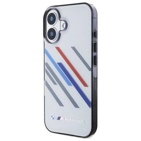 BMW Motosport IML Random Stripes Hülle iPhone 16 Plus – grau