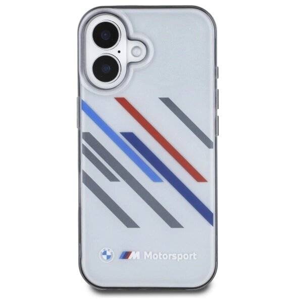 BMW Motosport IML Random Stripes Hülle iPhone 16 Plus – grau