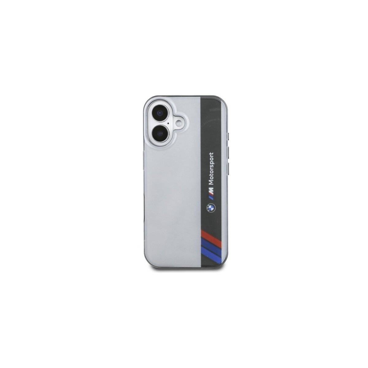 BMW Motorsport IML Vertical Stripe Handyhülle kompatibel mit iPhone 16 – Grau