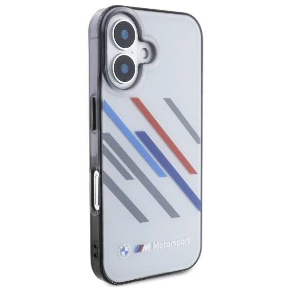 BMW Motosport IML Random Stripes Hülle iPhone 16 – Grau