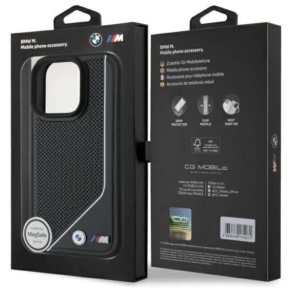 BMW M Perforated Twisted Line MagSafe Hülle iPhone 16 Pro – Schwarz