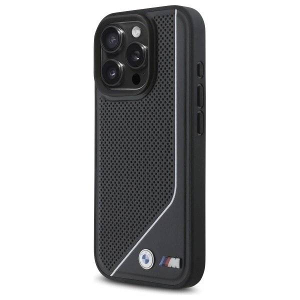BMW M Perforated Twisted Line MagSafe Hülle iPhone 16 Pro – Schwarz