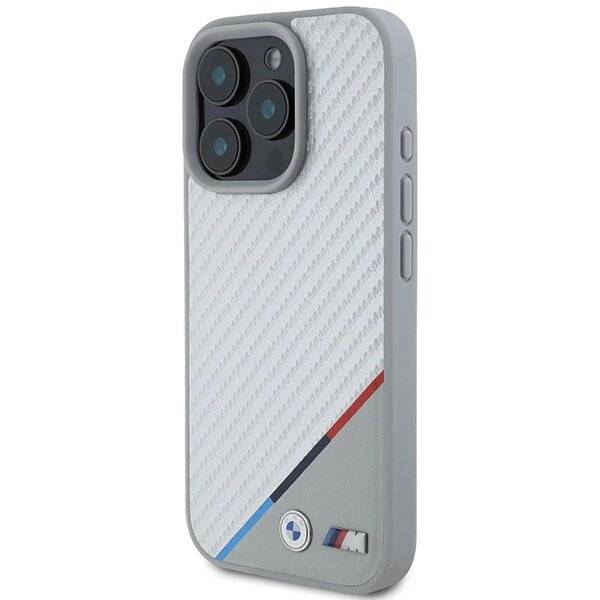BMW M Carbon Tricolor Line MagSafe Hülle iPhone 16 Pro Max - grau