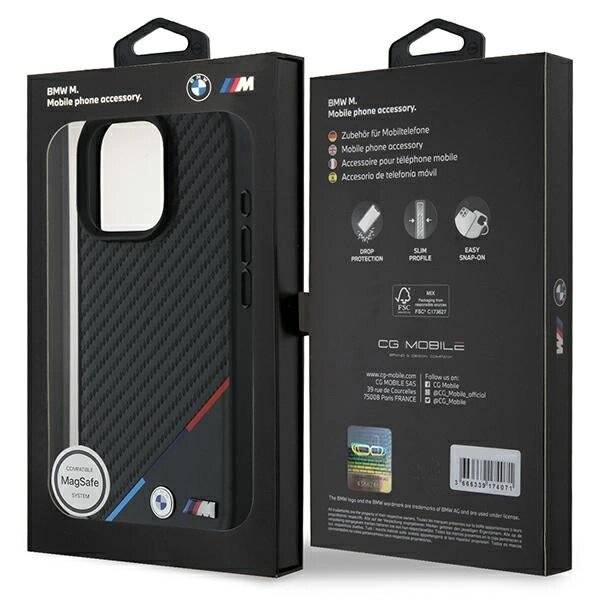 BMW M Carbon Tricolor Line MagSafe Hülle iPhone 16 Pro Max - schwarz