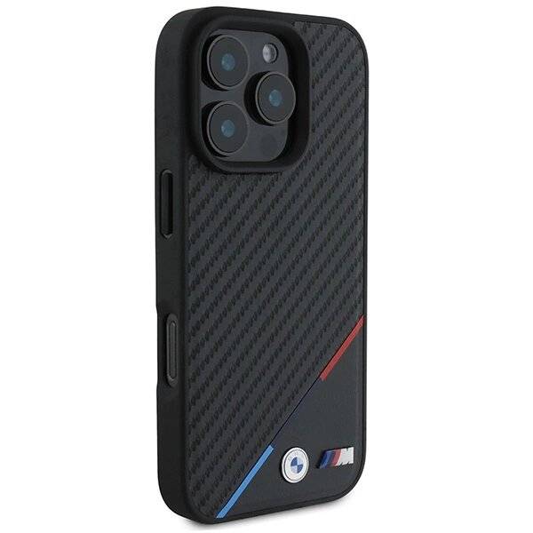 BMW M Carbon Tricolor Line MagSafe Hülle iPhone 16 Pro Max - schwarz