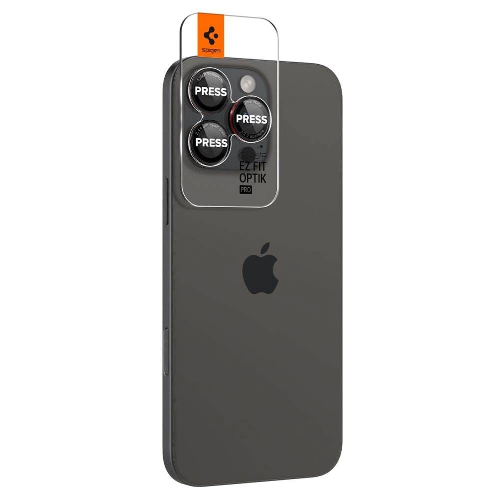 Spigen Optik Pro L-Series Glas.tR EZ Fit Schutzglas iPhone 14 / Max 15 16 Kamera - Schwarz rotem