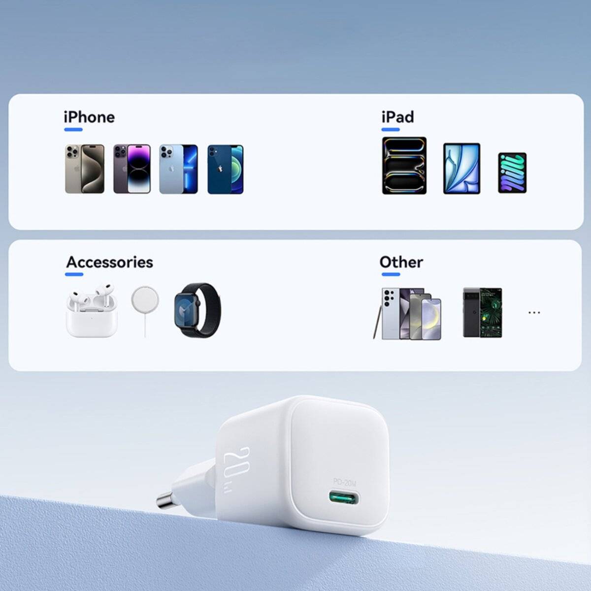 Joyroom JR-TCG08 GaN 20W USB-C Wandladegerät Power Delivery Weiß